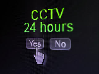 Image showing Protection concept: CCTV 24 hours on digital computer screen