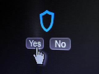 Image showing Privacy concept: Contoured Shield on digital computer screen