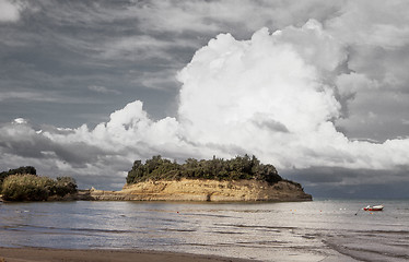 Image showing Cloud boat and cliffs on Corfu