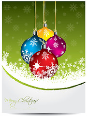 Image showing Green christmas card design with decorations