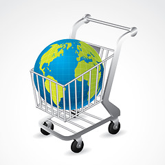 Image showing Shopping cart carrying the globe