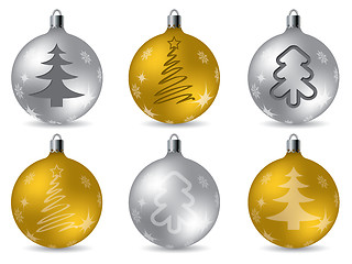 Image showing Cool christmas decorations in gold and silver