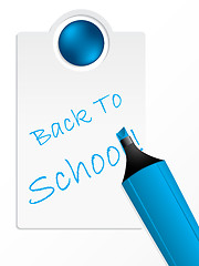 Image showing Back to school label with blue marker