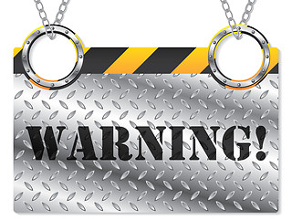 Image showing Metallic warning sign 