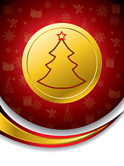 Image showing Christmas tree shape on gold medal