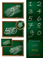 Image showing Blackboard theme shopping label set 