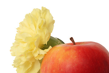 Image showing Flower and red apple