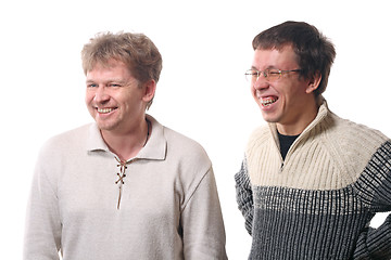 Image showing Two young men laughing