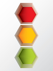 Image showing Abstract hexagon shaped traffic light design