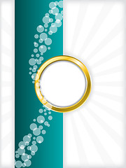 Image showing Turquoise bubbled brochure with golden ring