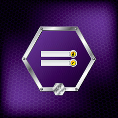 Image showing Metallic hexagon login screen design with purple background