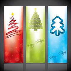 Image showing Christmas banners with various christmas tree designs
