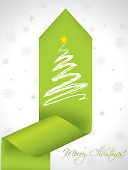 Image showing Christmas tree design on green ribbon 
