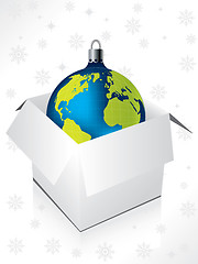 Image showing Boxed blue globe decoration