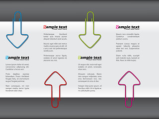 Image showing Arrow shaped paper clips on white paper