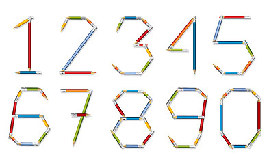 Image showing Number set made of pencils