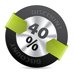 Image showing 40% discount badge with green arrow ribbon