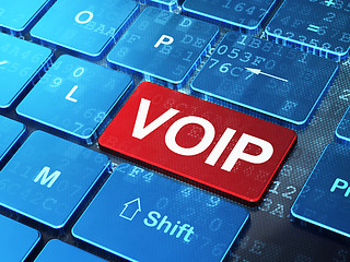 Image showing Web design concept: VOIP on computer keyboard background