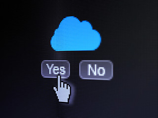 Image showing Cloud computing concept: Cloud on digital computer screen