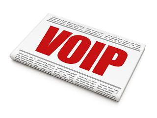 Image showing Web development concept: newspaper headline VOIP