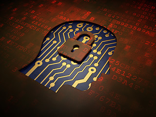 Image showing Business concept: Head With Padlock on digital screen background