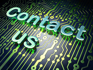 Image showing Marketing concept: Contact Us on circuit board background