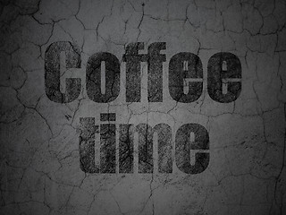 Image showing Timeline concept: Coffee Time on grunge wall background
