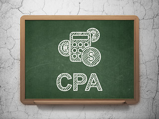 Image showing Finance concept: Calculator and CPA on chalkboard background