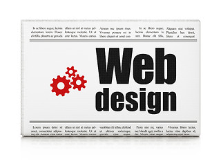 Image showing Web design concept: newspaper with Web Design and Gears