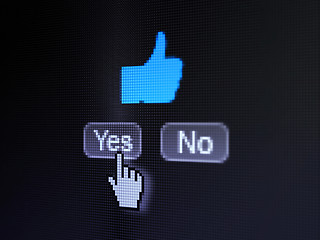 Image showing Social network concept: Thumb Up on digital computer screen