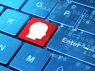 Image showing Information concept: Head on computer keyboard background