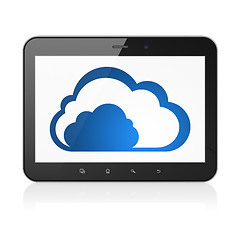 Image showing Cloud networking concept: Cloud on tablet pc computer