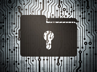 Image showing Business concept: circuit board with Folder With Keyhole