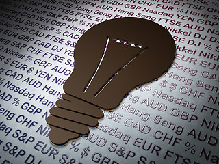 Image showing Finance concept:  Light Bulb on Money background