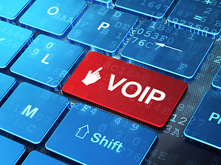 Image showing Web design concept: Mouse Cursor and VOIP on computer keyboard background