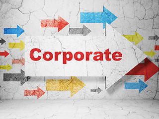 Image showing Finance concept: arrow with Corporate on grunge wall background