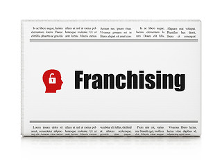 Image showing Finance concept: newspaper with Franchising and Head With Padlock