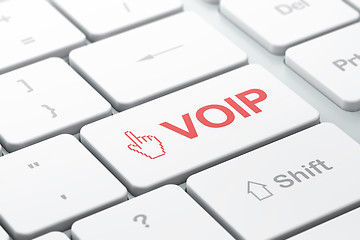 Image showing Web development concept: Mouse Cursor and VOIP on computer keyboard background