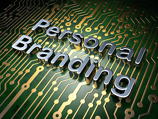 Image showing Advertising concept: Personal Branding on circuit board background