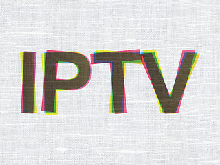 Image showing Web development concept: IPTV on fabric texture background