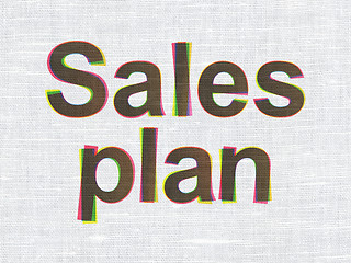 Image showing Advertising concept: Sales Plan on fabric texture background