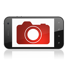 Image showing Tourism concept: Photo Camera on smartphone