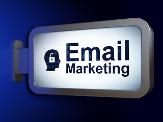 Image showing Business concept: Email Marketing and Head With Padlock on billboard background