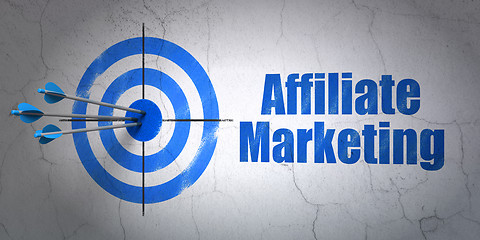 Image showing Finance concept: target and Affiliate Marketing on wall background