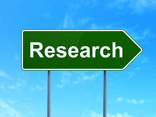Image showing Marketing concept: Research on road sign background