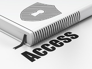 Image showing Protection concept: book Shield With Keyhole, Access on white background