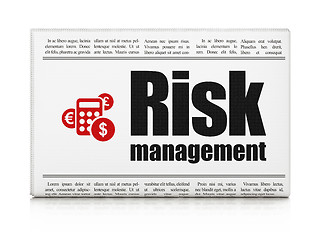 Image showing Business concept: newspaper with Risk Management and Calculator