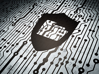 Image showing Business concept: circuit board with Folder With Shield