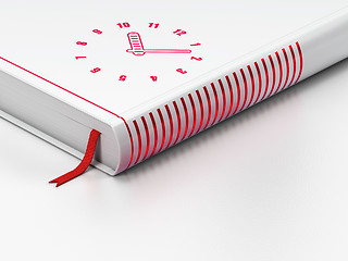 Image showing Time concept: closed book, Clock on white background