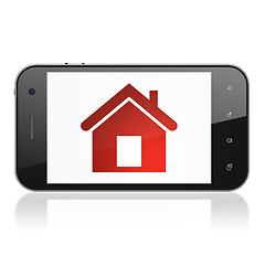 Image showing Safety concept: Home on smartphone